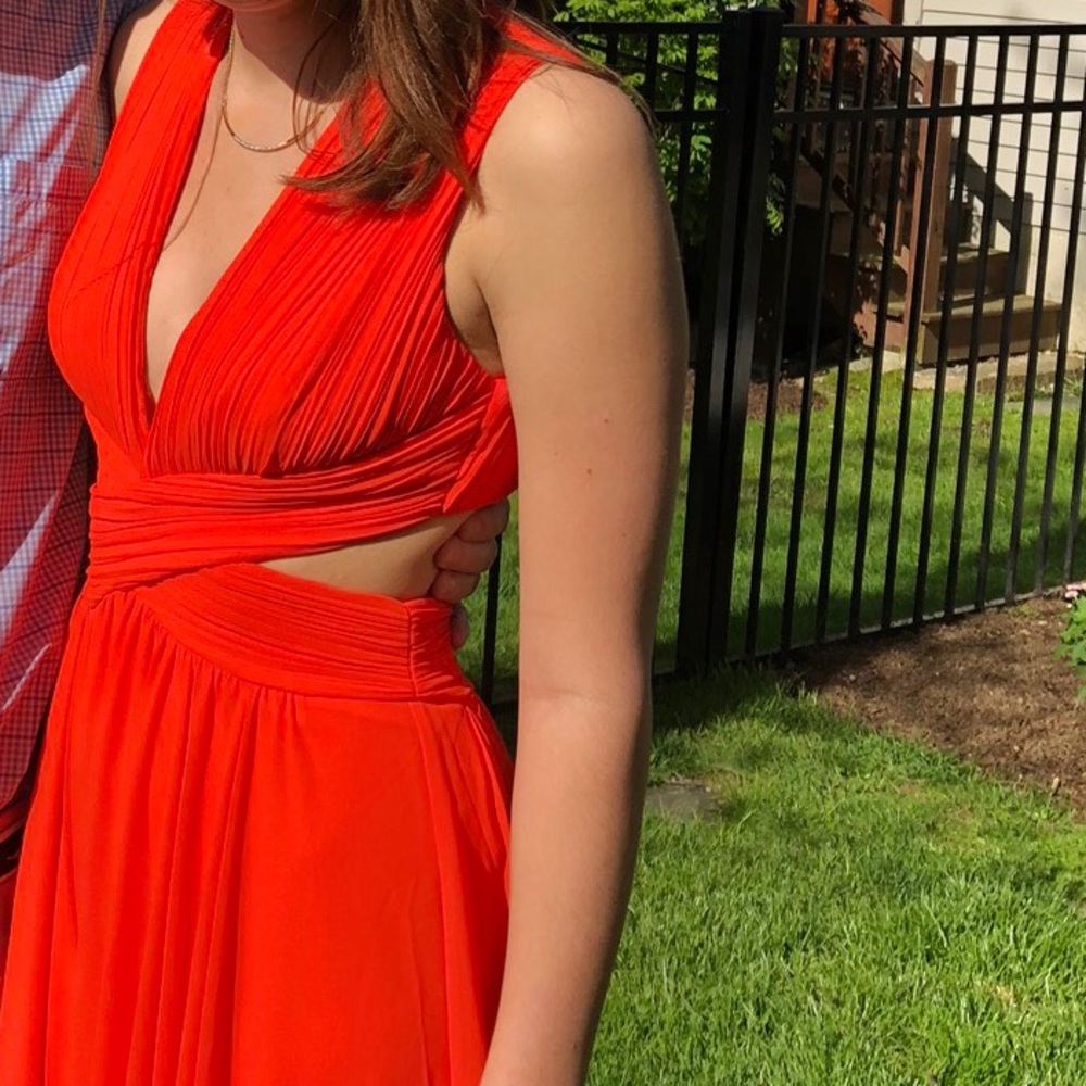 Coral orange-red prom or bridesmaid dress